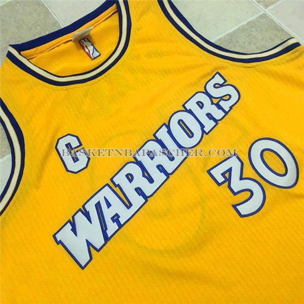 Maillot Authentique Retro Golden State Warriors Curry Jaune